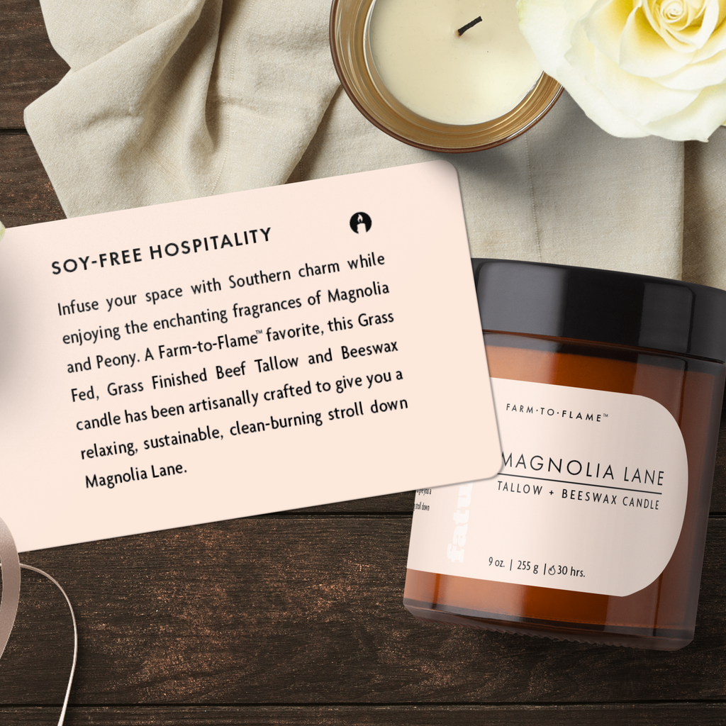 Grass Fed Tallow Candle- Magnolia Lane