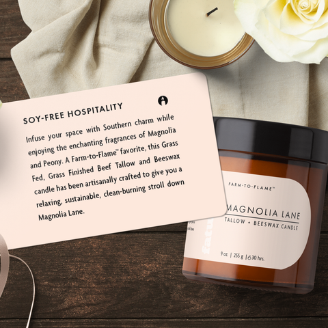 Grass Fed Tallow Candle- Magnolia Lane