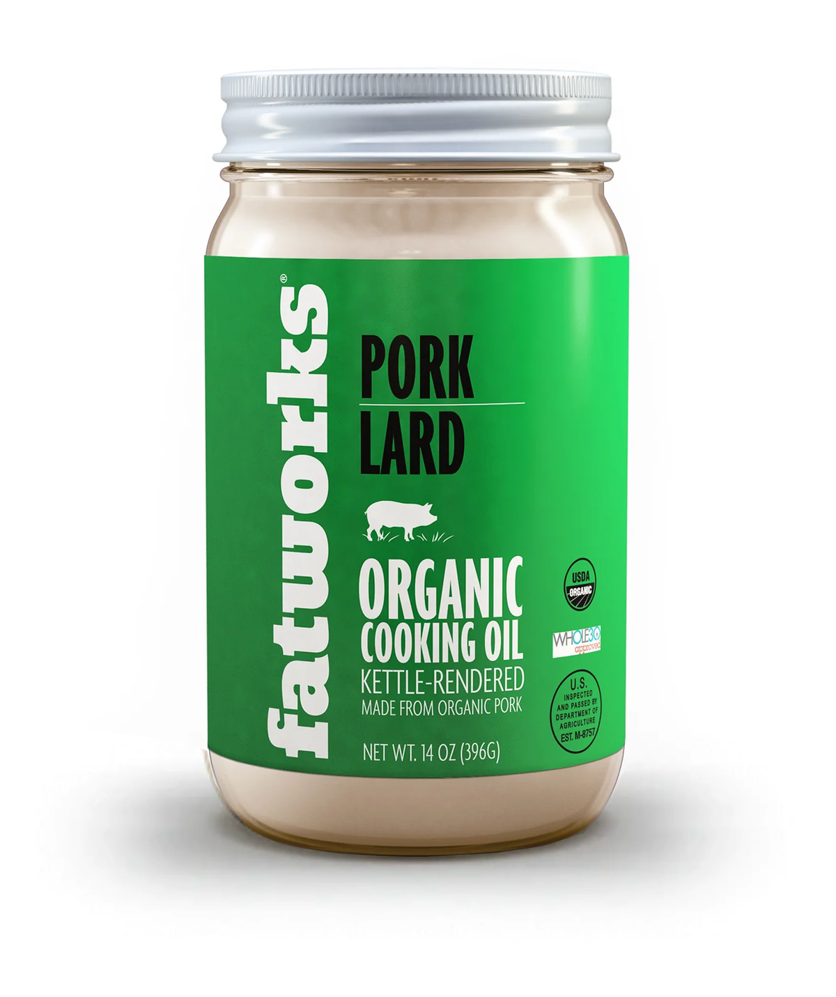 Fatworks Certified Organic Pork Lard (14oz Glass Jar)