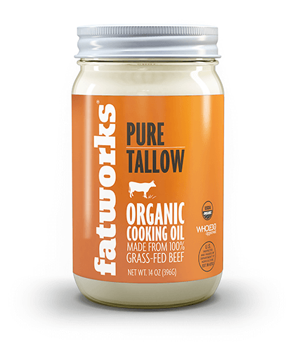 Fatworks Organic Grass-Fed Beef Tallow, Certified Organic Non-GMO Pasture-Raised Beef Tallow, 14 oz